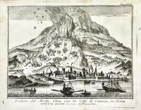 Veduta del Monte Etna, con la Città di Catania, in Sicilia com’era avanti la sua distruzione.