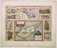Cyprus, insula laeta choris, blandorum et mater amorum/Insular. Aliquot Aegaei Maris Antiqua Descrip. Ex conatibus geographicis Abrahami Ortelij Antverpiani.  