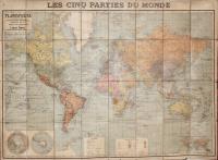 Les cinques parties du monde-Planisphère comprenant  toutes les possessions coloniales chemins de fer lignes de navigation.