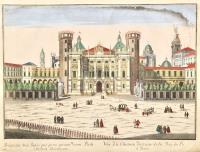 Prospectus arcis regiae qua parte spectat viam Padi Auguste Taurinorum-Vüe du chateau du costé de la rüe du Po’ à Turin