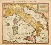  Italia mit dreyen fuernemesten Inseln, Corsica, Sardinia und Sicilia