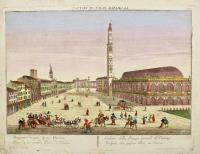 Veduta della Piazza grande di Vicenza (titolo ripetuto in francese a sinistra). 