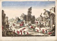 Vue de la Ville de Regio dil Messinae et ces alentour detruite par le terrible tremblement de terre arrivèe le cinq fevrier de l’annèe 1783.